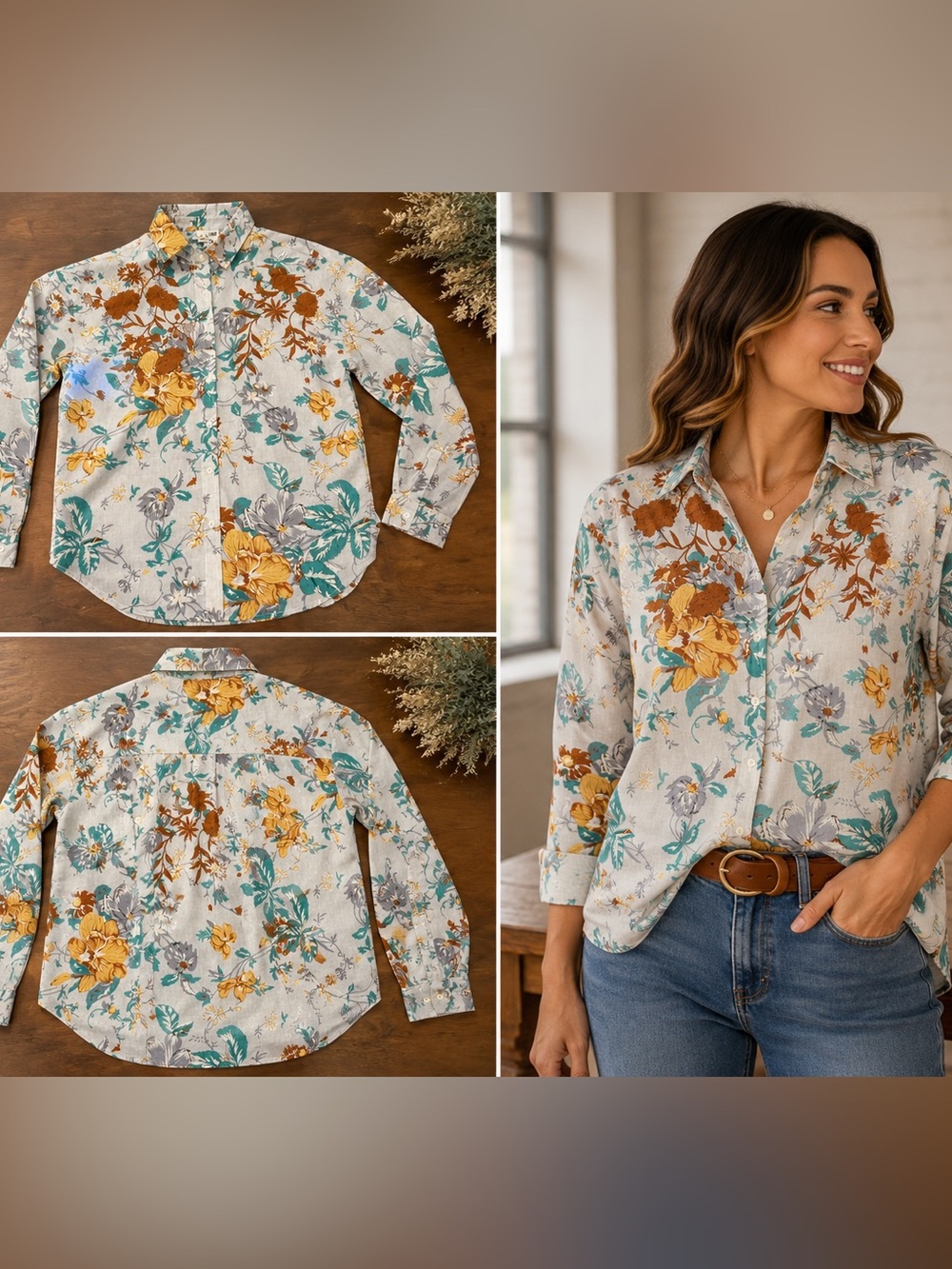 THE NU VINTAGE- Solea Coastal Bloom Shirt NWT